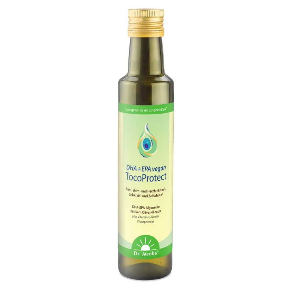 Dr. Jacob's DHA + EPA vegan TocoProtect Algenöl Olivenöl Omega-3-Fettsäuren>Dr. Jacob's New