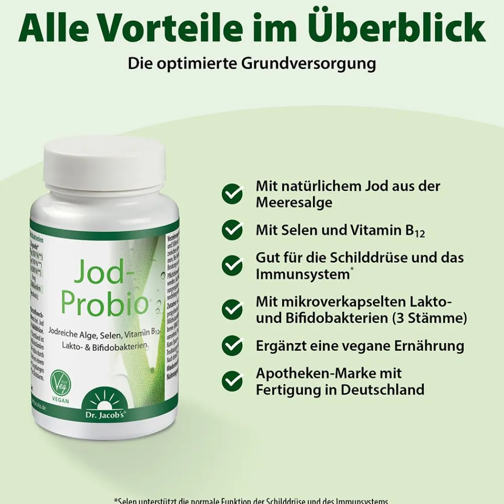 Dr. Jacob's Jod-Probio Milchsäurebakterien Selen Vitamin B12 vegan|Dr. Jacob's New
