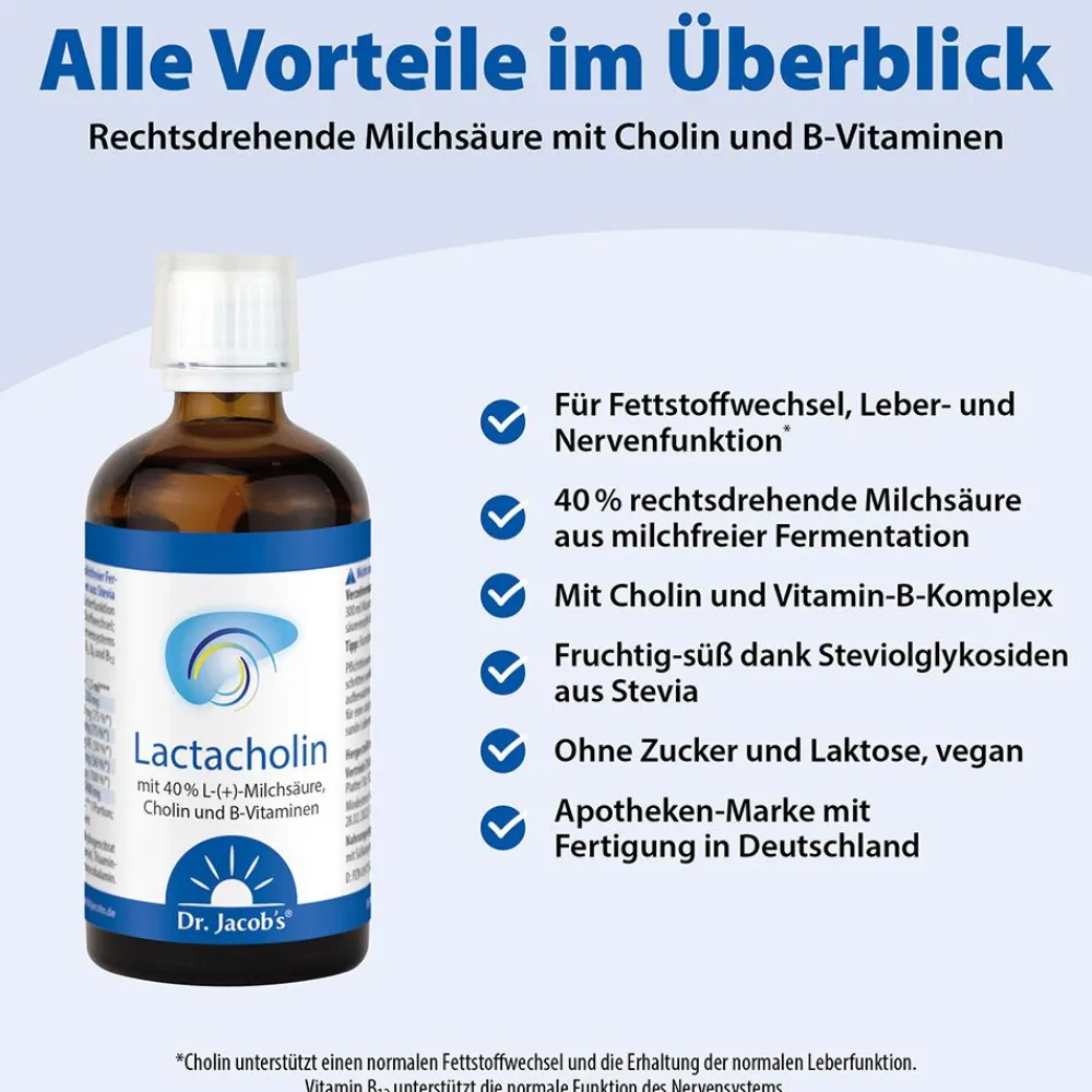 Dr. Jacob's LactaCholin fermentiert Milchsäure Cholin Vitamin-B-Komplex vegan|Dr. Jacob's Online