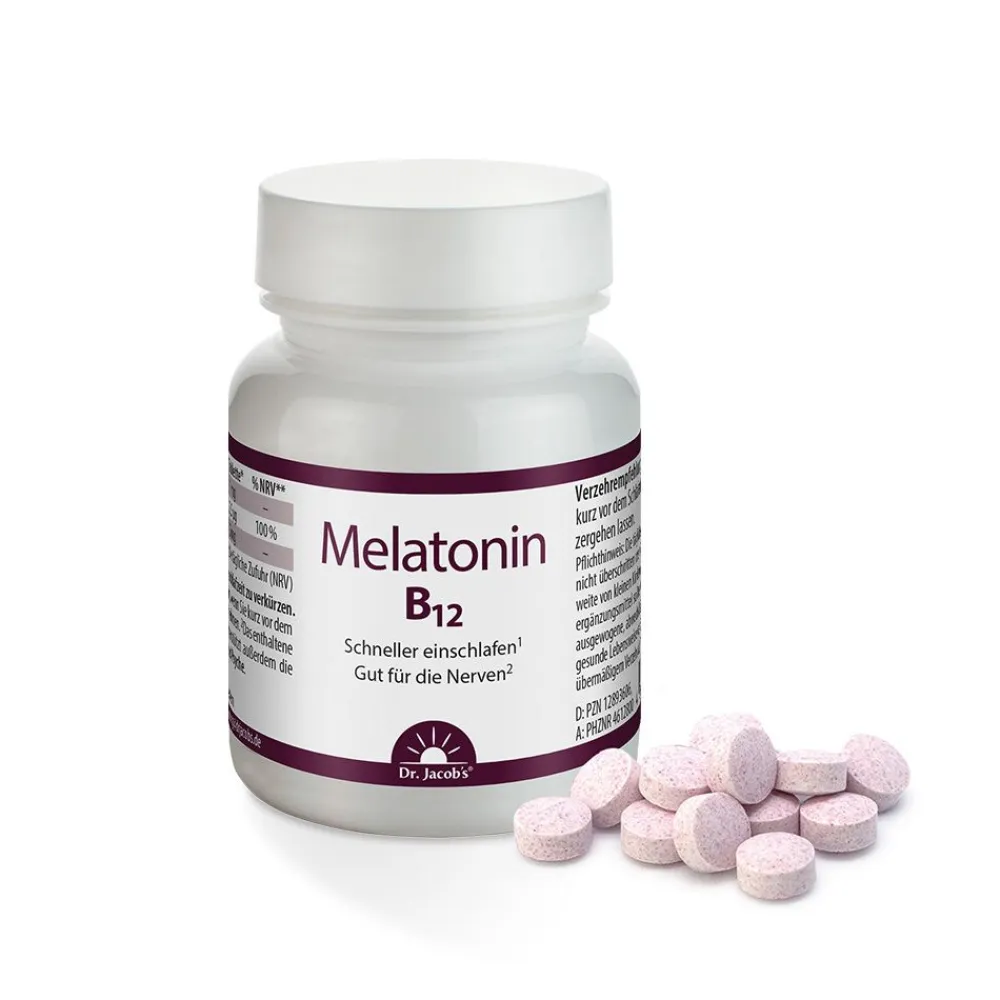 Dr. Jacob's Melatonin B12 Lutschtablette 1 mg + Vitamin B12 Kirsche vegan>Dr. Jacob's Best
