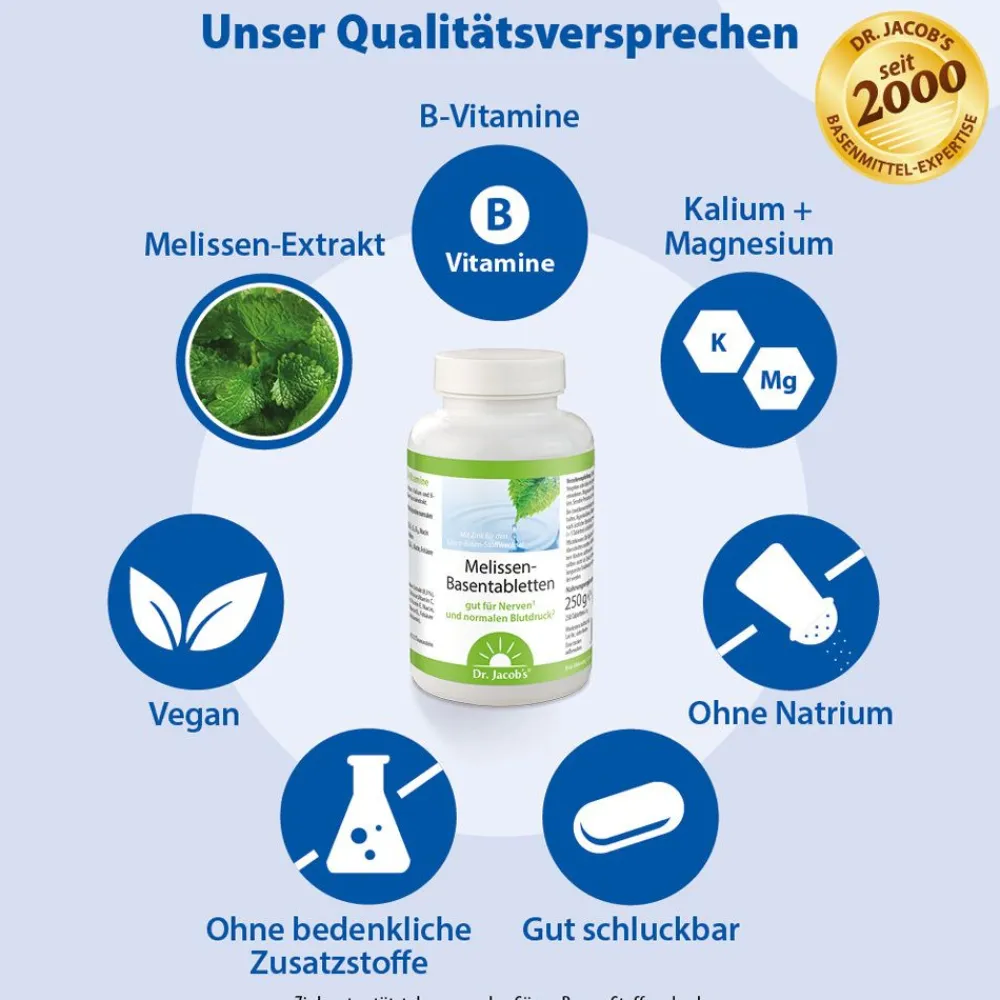 Dr.Jacob's Melissen-Basentabletten B-Vitamine Mineralstoffe Kalium Magnesium|Dr. Jacob's Discount