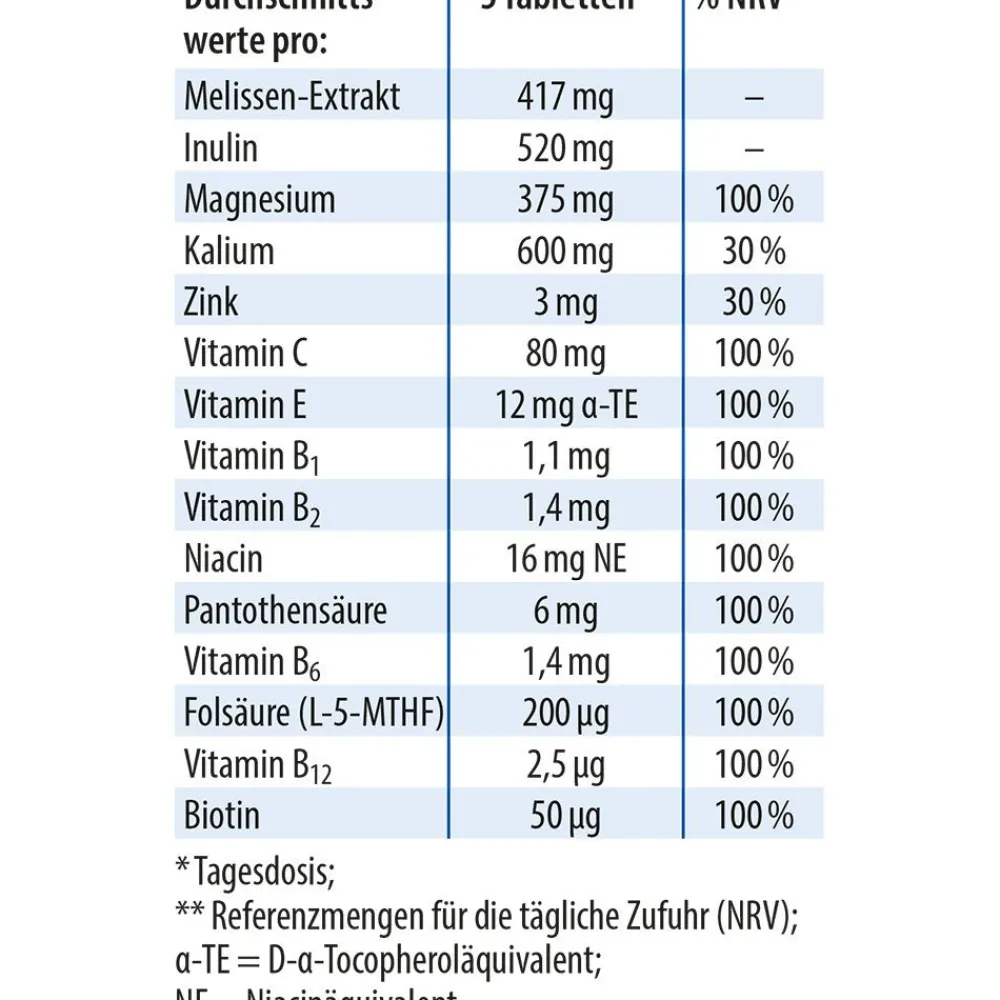 Dr.Jacob's Melissen-Basentabletten B-Vitamine Mineralstoffe Kalium Magnesium|Dr. Jacob's Discount