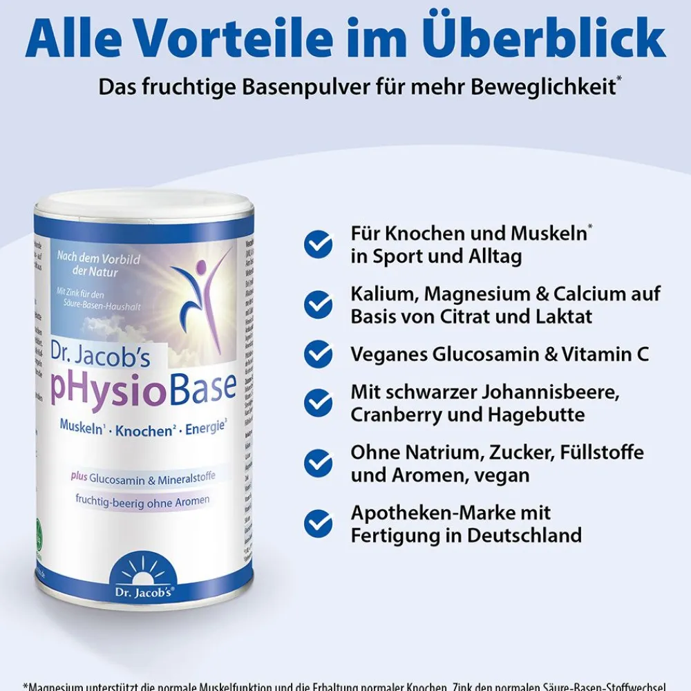 Dr.Jacob's pHysioBase Citrat-Basenpulver Kalium Magnesium Calcium Glucosamin>Dr. Jacob's Online