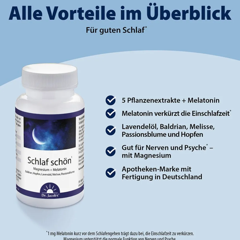 Dr. Jacob's Schlaf schön Melatonin Magnesium Baldrian Hopfen Lavendel Melisse>Dr. Jacob's Outlet
