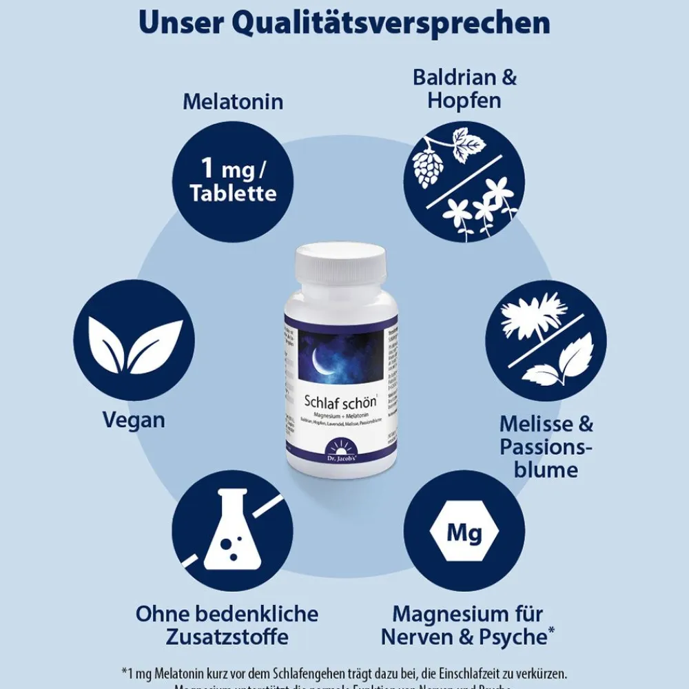 Dr. Jacob's Schlaf schön Melatonin Magnesium Baldrian Hopfen Lavendel Melisse>Dr. Jacob's Outlet