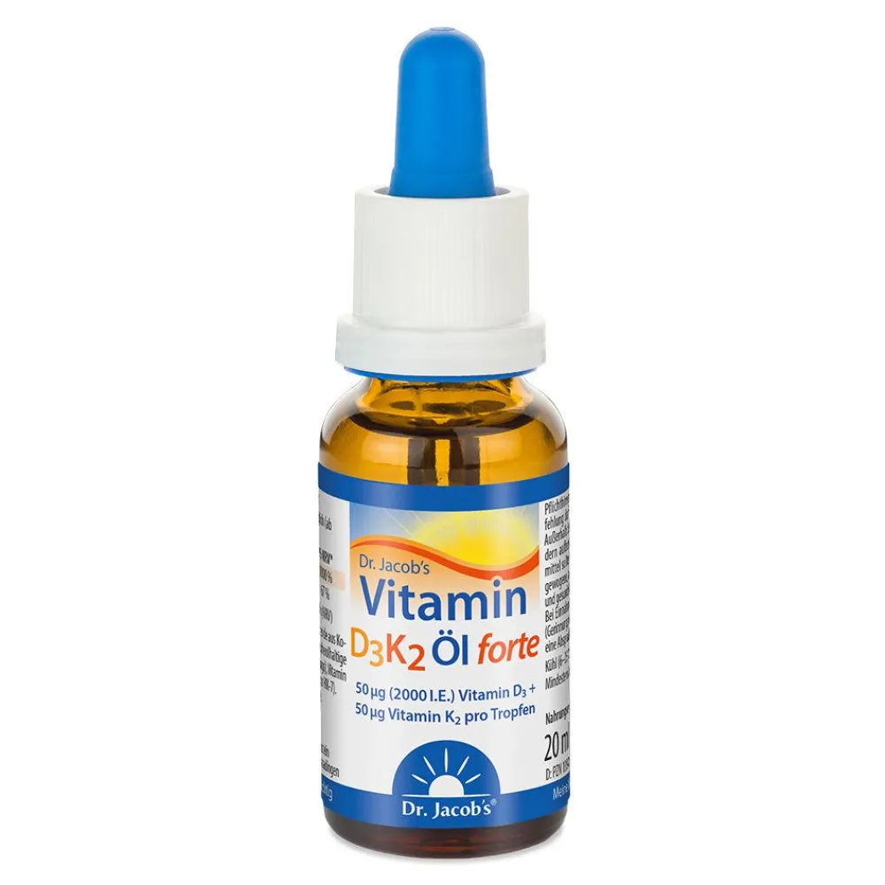 Dr. Jacob's Vitamin D3K2 Öl forte 2000 IE/50 mcg D3+K2 hochdosiert 640 Tropfen|Dr. Jacob's New