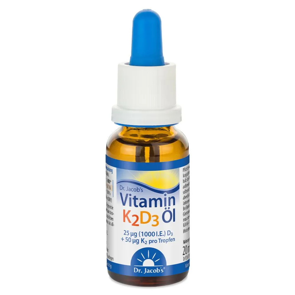 Dr. Jacob's Vitamin K2D3 Öl 1000 IE/50 mcg D3+K2 640 Tropfen vegetarisch|Dr. Jacob's Best