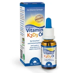 Dr. Jacob's Vitamin K2D3 Öl 1000 IE/50 mcg D3+K2 640 Tropfen vegetarisch|Dr. Jacob's Best
