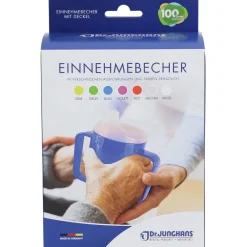Dr. Junghans® Einnehmebecher mit Griff und Deckel 12 mm rot><noscript><img width=
