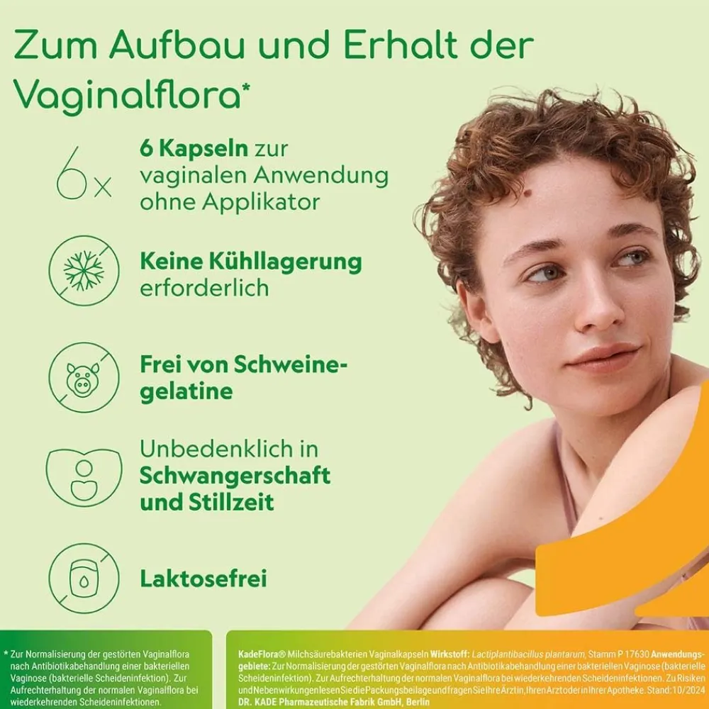 DR. KADE KadeFlora Milchsäurebakterien Vaginalkapseln - zum Aufbau und Erhalt der Vaginalflora> New