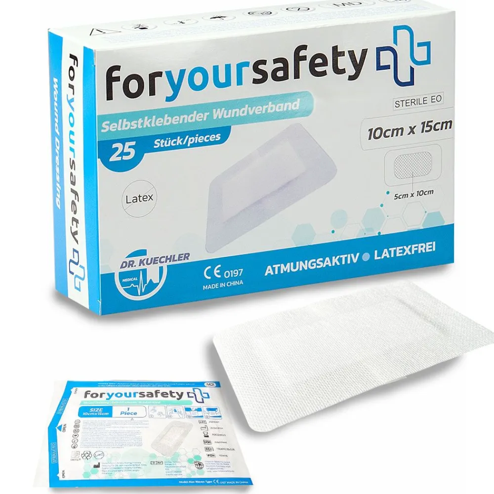 Dr. Kuechler Medical® 25 Stück Wundpflaster steril, besonders hautfreundlich, sensitiv, 10x15cm| Best