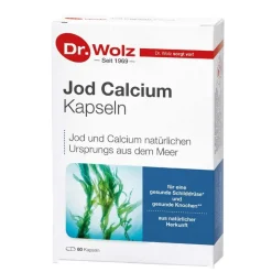 Jod Calcium Kapseln, 60 Kapseln, Jod und Calcium natürlichen Ursprungs aus dem Meer, gesunde Schilddrüse und gesunde Knochen>Dr. Wolz New