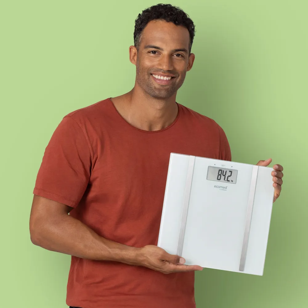 ecomed BS-70E digitale Körperanalysewaage bis 150 kg Personenwaage aus Glas|Medisana Sale