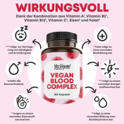 Eisen hochdosiert (180 Kapseln) Vitamin A, Vitamin B2 und B12, Folsäure, Vitamin, gegen Eisenmangel><noscript><img width=