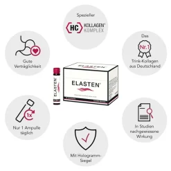 ® Kollagen Trinkampullen für schöne Haut – das studiengeprüfte Original, mit Acerola, Vitamin C, Zink, Biotin|Elasten Best