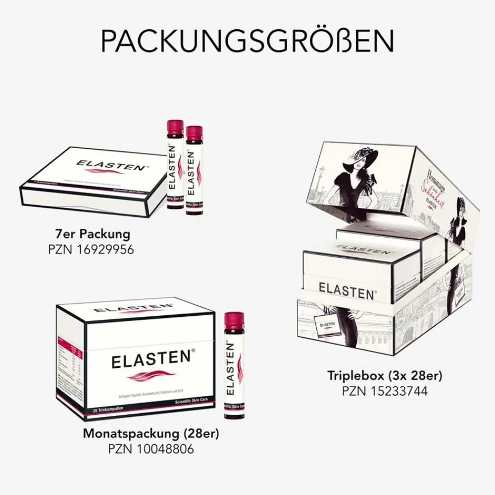 ® Kollagen Trinkampullen für schöne Haut – das studiengeprüfte Original, mit Acerola, Vitamin C, Zink, Biotin|Elasten Best