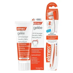 gelée + Zahnbürste Kariesschutz Inter X mit Kurzkopf mittel|elmex