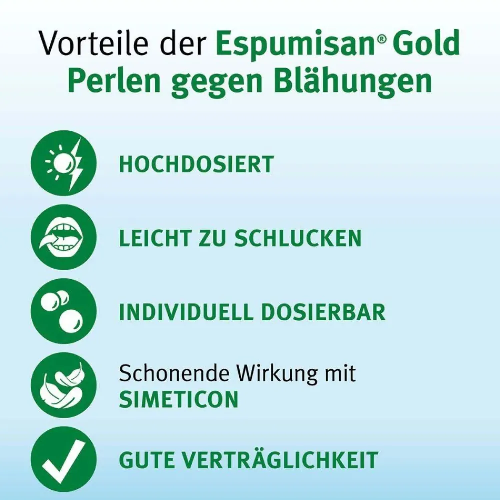 ® Gold Perlen gegen Blähungen>Espumisan Discount
