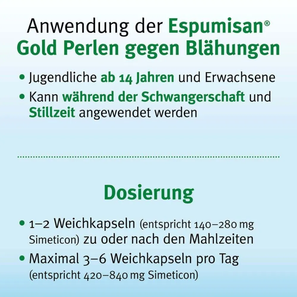 ® Gold Perlen gegen Blähungen>Espumisan Discount