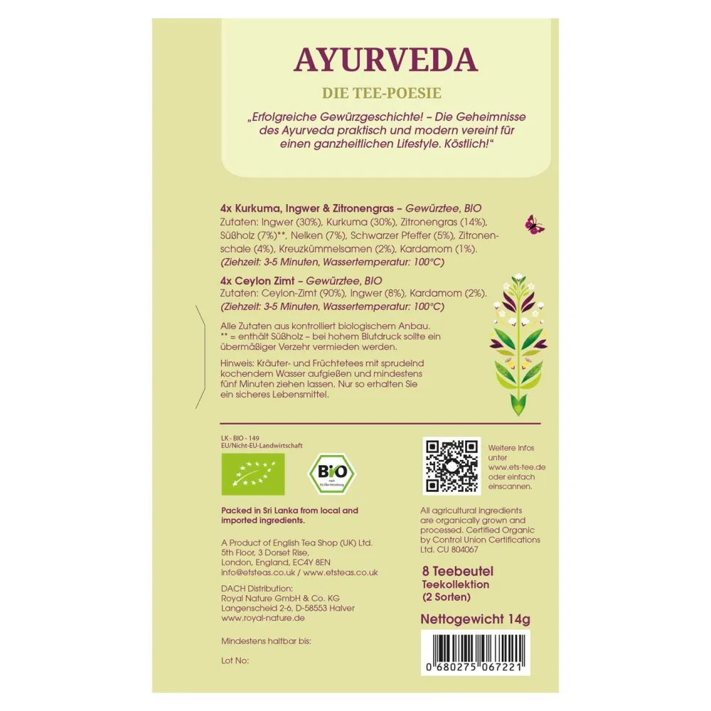 ETS - Tee Geschenk Tee-Poesie "Ayurveda" bio>English Tea Shop Clearance