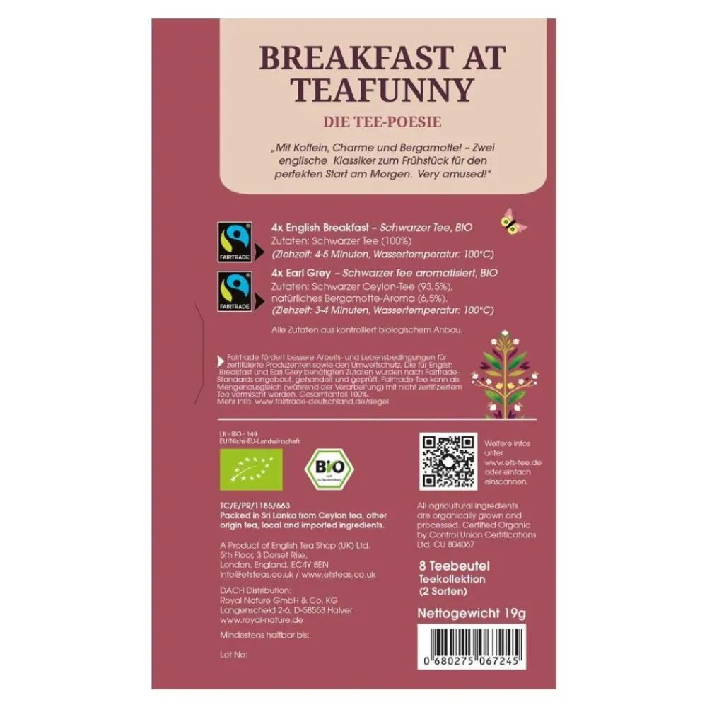 ETS -Tee Geschenk Tee-Poesie "Breakfast at Teafunny" bio>English Tea Shop Best
