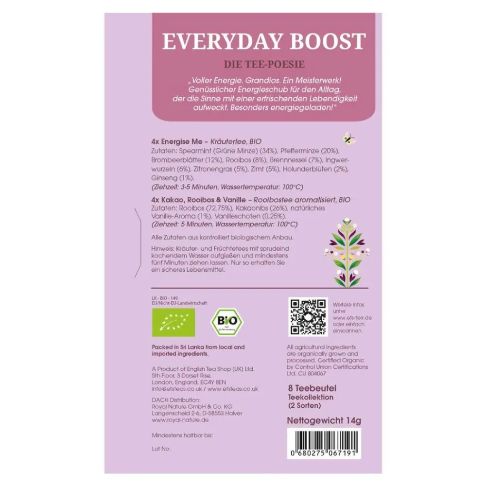 ETS - Tee Geschenk Tee-Poesie "Everyday Boost" bio|English Tea Shop New