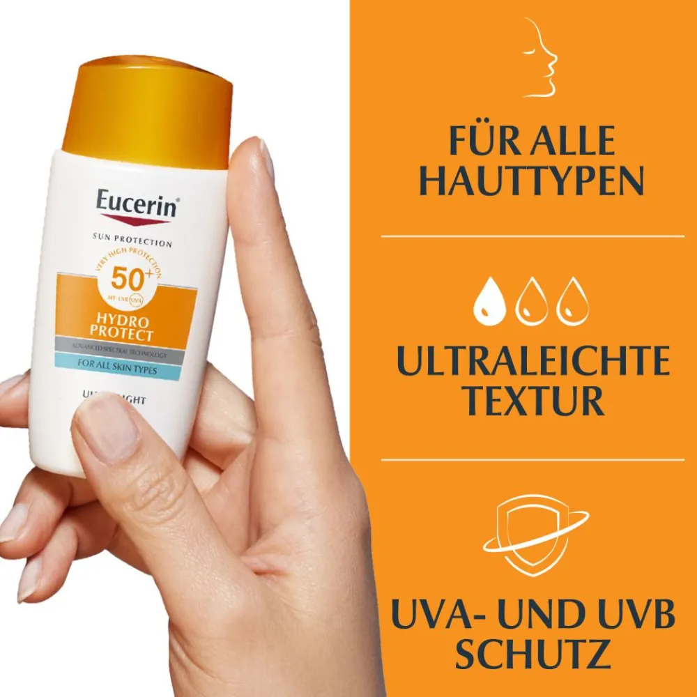 ® Hydro Protect Ultraleichtes Face Sun Fluid LSF 50+ - Jetzt 20 % mit dem Code 20 sparen>Eucerin Discount