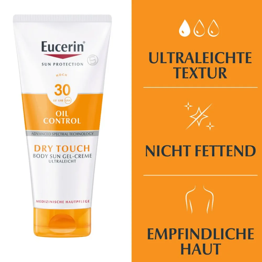 ® Oil Control Body Sun Dry Touch Gel-Creme LSF 30 – hoher Sonnenschutz mit ultra leichter Textur, Anti-Sand Effekt und Anti-Glanz Effekt - Jetzt 20 % mit dem Code 20 sparen|Eucerin Online