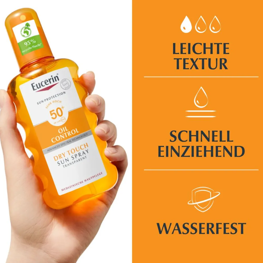 ® Oil Control Sun Spray Transparent LSF 50+ – Sonnenschutzspray mit leichter Textur, auch für zu Akne neigende Haut - Jetzt 20 % mit dem Code 20 sparen|Eucerin Clearance