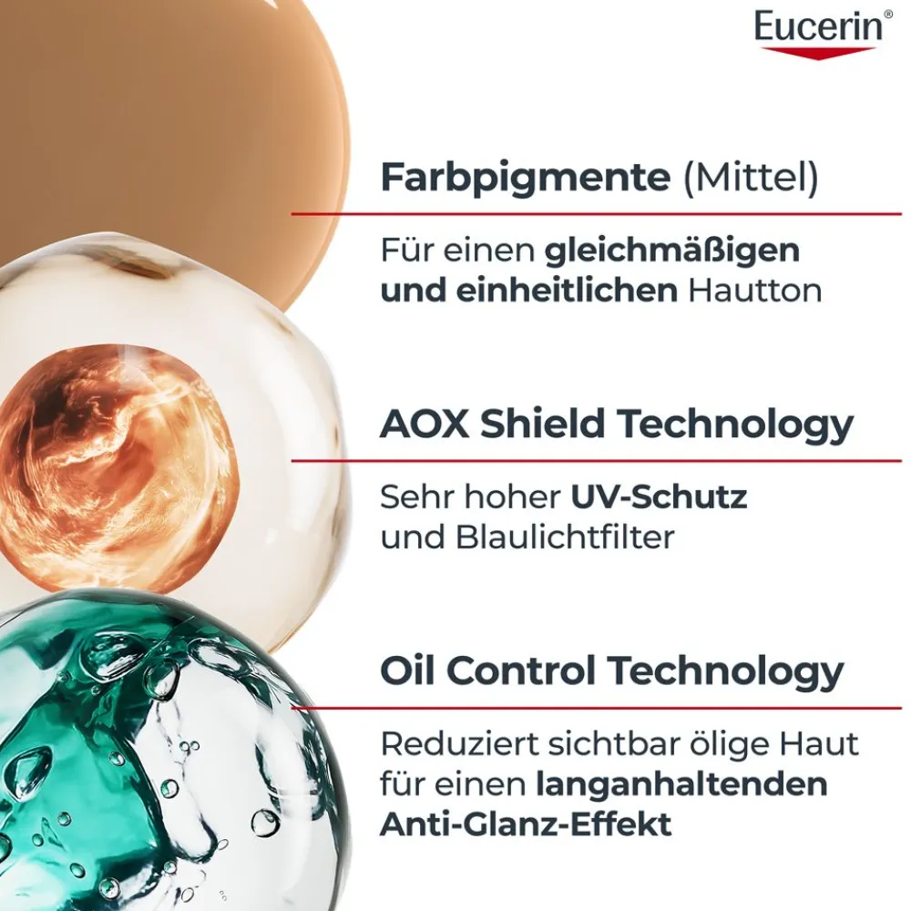 ® Oil Control Tinted Face Sun Gel-Creme mit LSF 50+ – getönter Sonnenschutz für fettige und unreine Haut – Mittel - Jetzt 20 % mit dem Code 20 sparen>Eucerin