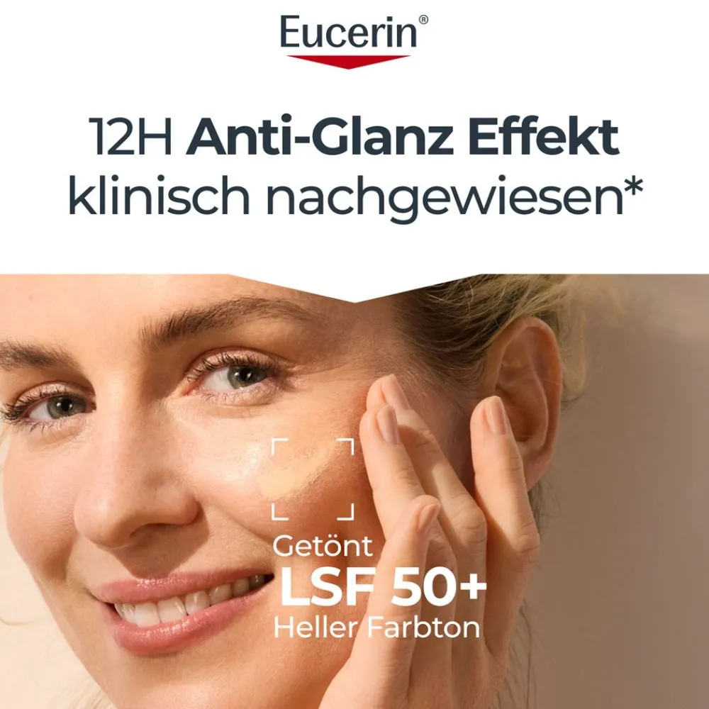 ® Oil Control Tinted Face Sun Gel-Creme mit LSF 50+ – getönter Sonnenschutz für fettige und unreine Haut – Hell - Jetzt 20 % mit dem Code 20 sparen|Eucerin Hot