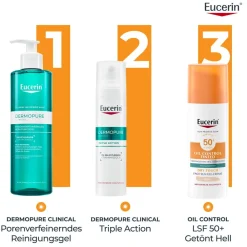 ® Oil Control Tinted Face Sun Gel-Creme mit LSF 50+ – getönter Sonnenschutz für fettige und unreine Haut – Hell - Jetzt 20 % mit dem Code 20 sparen|Eucerin Hot