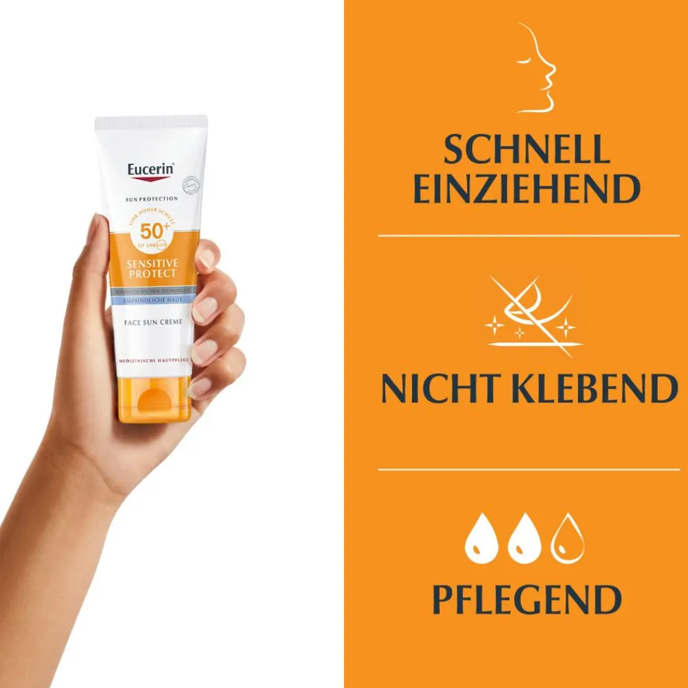 ® Sensitive Protect Face Sun Creme LSF 50+ – sehr hoher Sonnenschutz für trockene und empfindliche Gesichtshaut - Jetzt 20 % mit dem Code 20 sparen|Eucerin Outlet