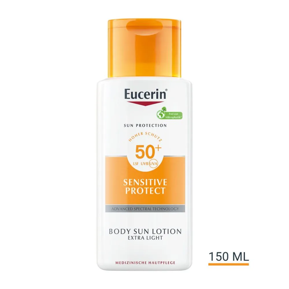 ® Sensitive Protect Sun Lotion Extra Light LSF 50+ – sehr hoher Sonnenschutz pflegt empfindliche Haut - Jetzt 20 % mit dem Code 20 sparen|Eucerin Hot