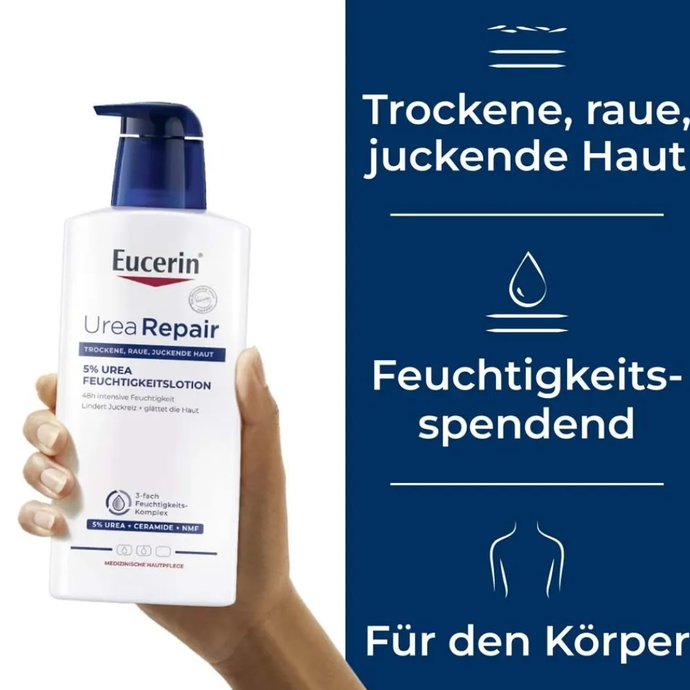 ® UreaRepair 5% Urea Feuchtigkeitslotion – 48h intensive Pflege für trockene bis sehr trockene Haut - Jetzt 20 % mit dem Code 20 sparen|Eucerin Outlet
