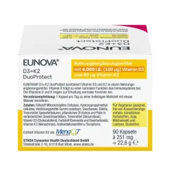 ® D3 + K2 DuoProtect – 4.000 I.E.  Nahrungsergänzungsmittel mit zur normalen Funktion des Immunsystems & Erhaltung normaler Knochen>Eunova Sale