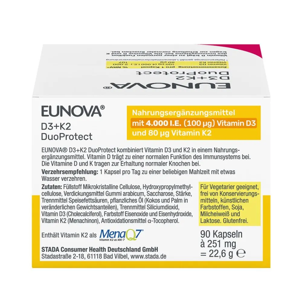 ® D3 + K2 DuoProtect – 4.000 I.E. Nahrungsergänzungsmittel mit zur normalen Funktion des Immunsystems & Erhaltung normaler Knochen>Eunova Sale