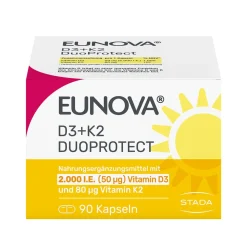 ® D3 + K2 DuoProtect – 2.000 I.E. Nahrungsergänzungsmittel mit Vitamin D und K zur normalen Funktion des Immunsystems & Erhaltung normaler Knochen>Eunova Hot