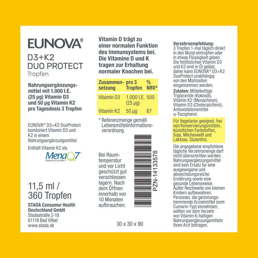 ® DuoProtect Vitamin D3+K2 1000 I.E./50 µg Tropfen|Eunova Outlet