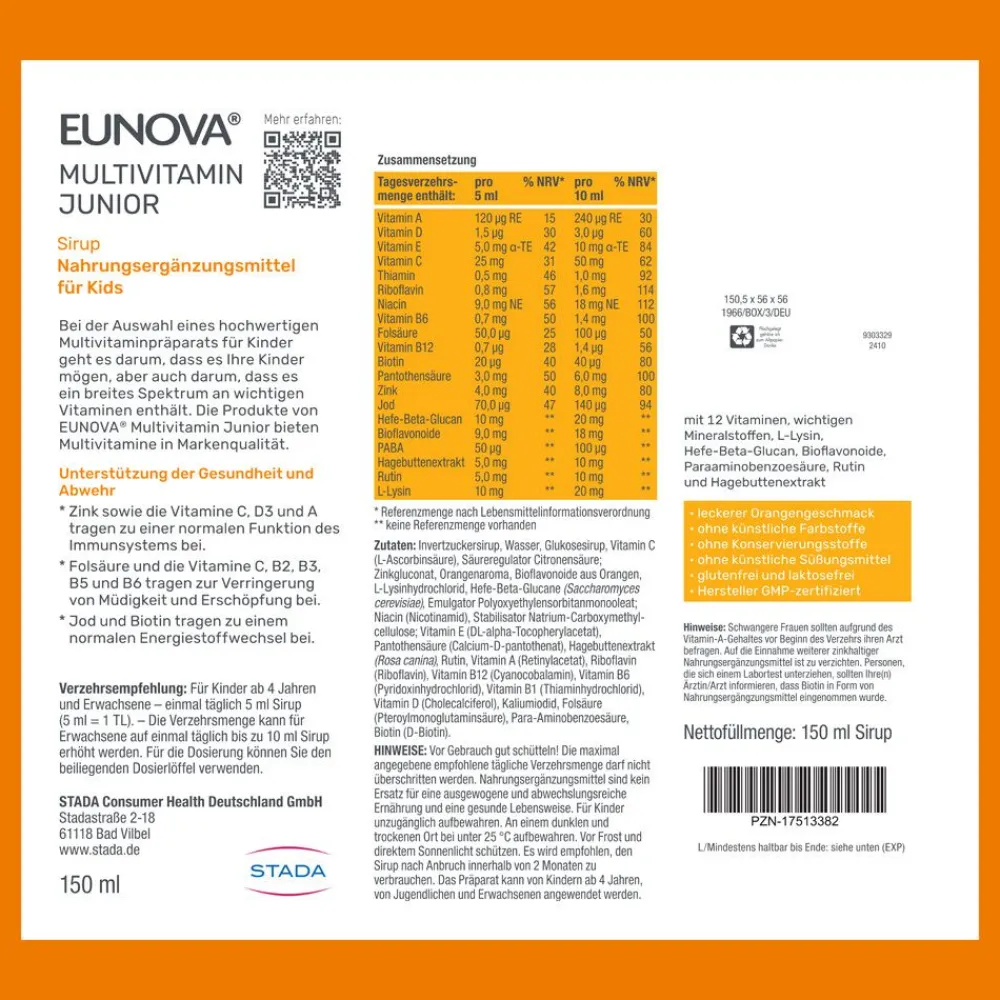 ® Junior Sirup Multivitamine für Kids>Eunova Hot