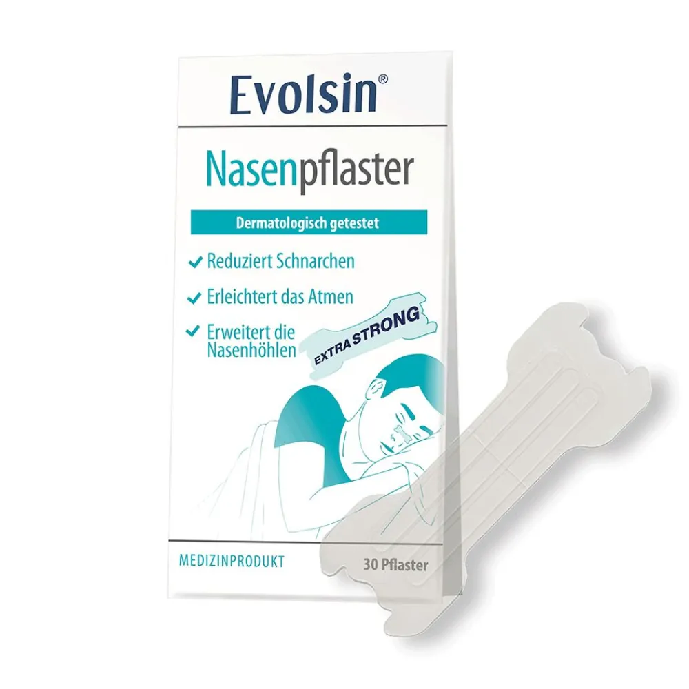 Evolsin® Anti Schnarch Nasenpflaster - Schnarchstopper für besseres Atmen bei Schnarchen, Sport oder Erkältung - WISSENSCHAFTLICH BESTÄTIGT - Effektiv schnarchen verhindern| Online