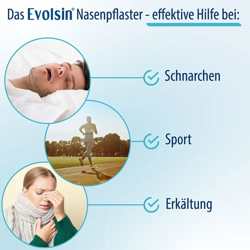 Evolsin® Anti Schnarch Nasenpflaster - Schnarchstopper für besseres Atmen bei Schnarchen, Sport oder Erkältung - WISSENSCHAFTLICH BESTÄTIGT - Effektiv schnarchen verhindern| Online