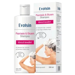 Evolsin® Ekzem & Psoriasis Shampoo bei Schuppenflechte, Ekzemen & Neurodermitis auf Kopfhaut & Körper I OHNE KORTISON I Medizinprodukt I Bei Neurodermitis & Schuppenflechte Kopfhaut|