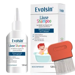 Evolsin® 120ml Läuseshampoo & Läusekamm –  bei Befall von Nissen & Kopfläusen  – Läusemittel schonend für die Kopfhaut>
