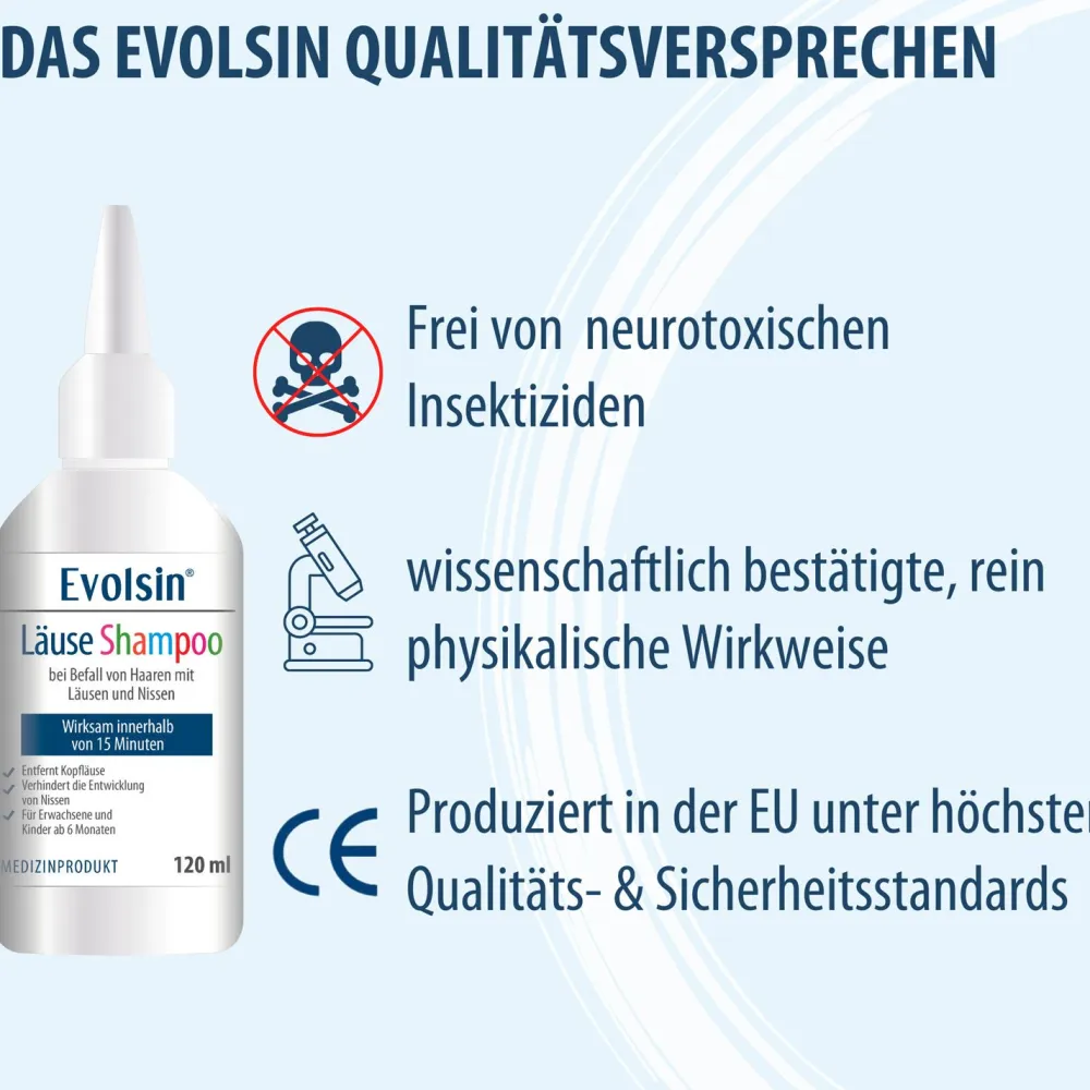 Evolsin® 120ml Läuseshampoo & Läusekamm – bei Befall von Nissen & Kopfläusen – Läusemittel schonend für die Kopfhaut>