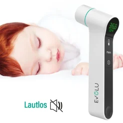 EVOLU INFRARED präzises Infrarot Fieber-Thermometer kontaktlos, 3 in 1 für Stirn, Ohr und Umgebung><noscript><img width=