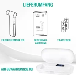 EVOLU INFRARED präzises Infrarot Fieber-Thermometer kontaktlos, 3 in 1 für Stirn, Ohr und Umgebung><noscript><img width=