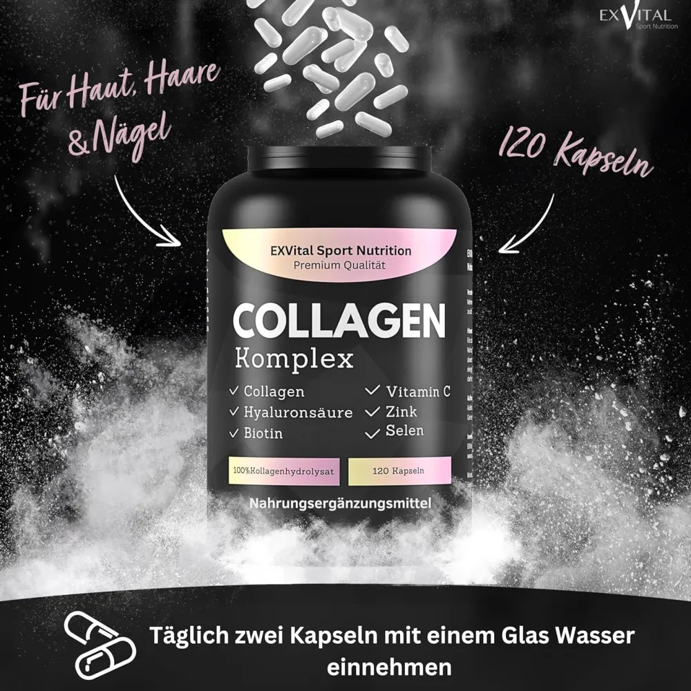 ® Collagen Hyaluronsäure Komplex 120 Kapseln Kollagen>EXVITAL New