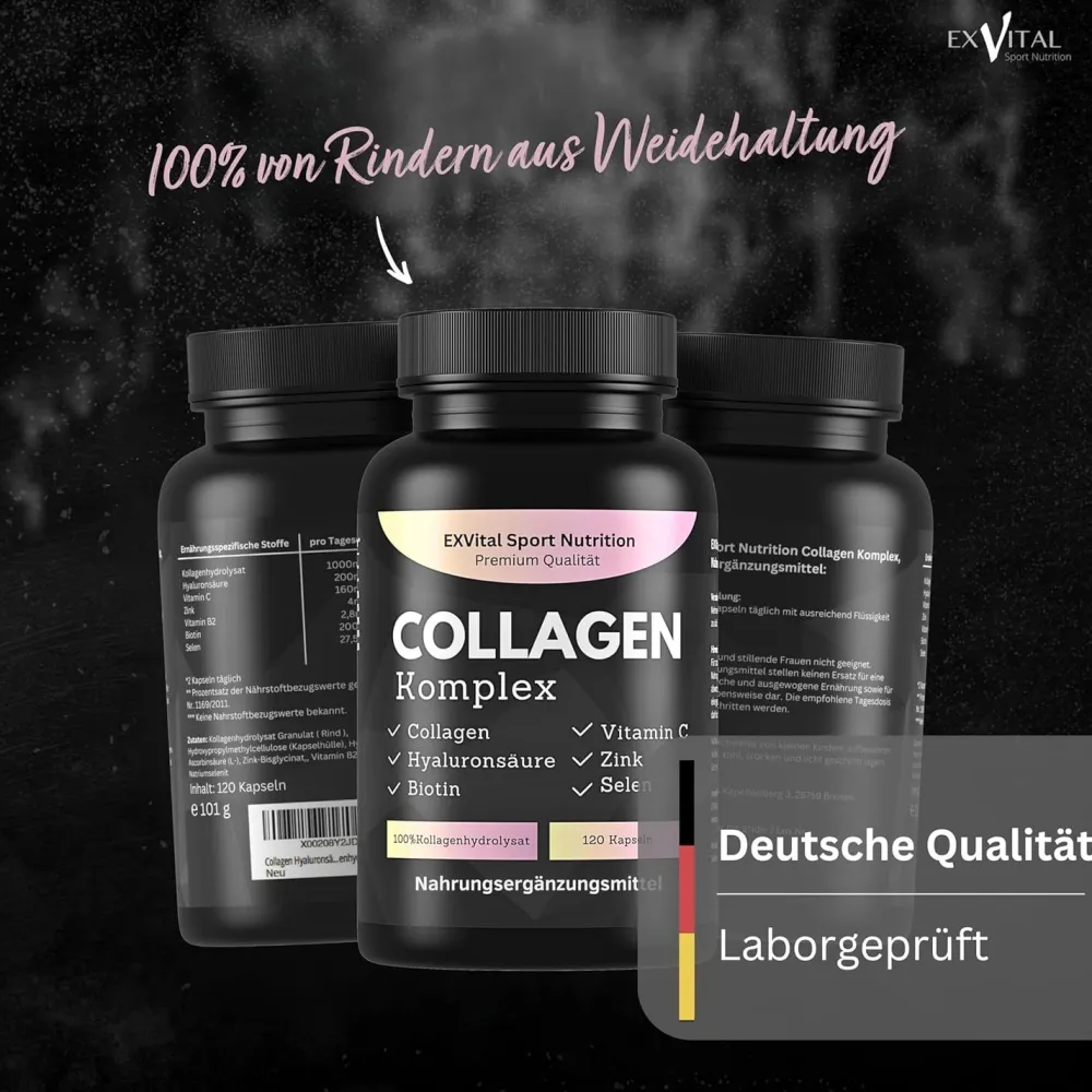 ® Collagen Hyaluronsäure Komplex 120 Kapseln Kollagen>EXVITAL New