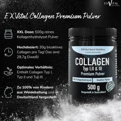 ® Collagen Pulver, Bioaktives Kollagen Typ 1, 2 & 3|EXVITAL Sale